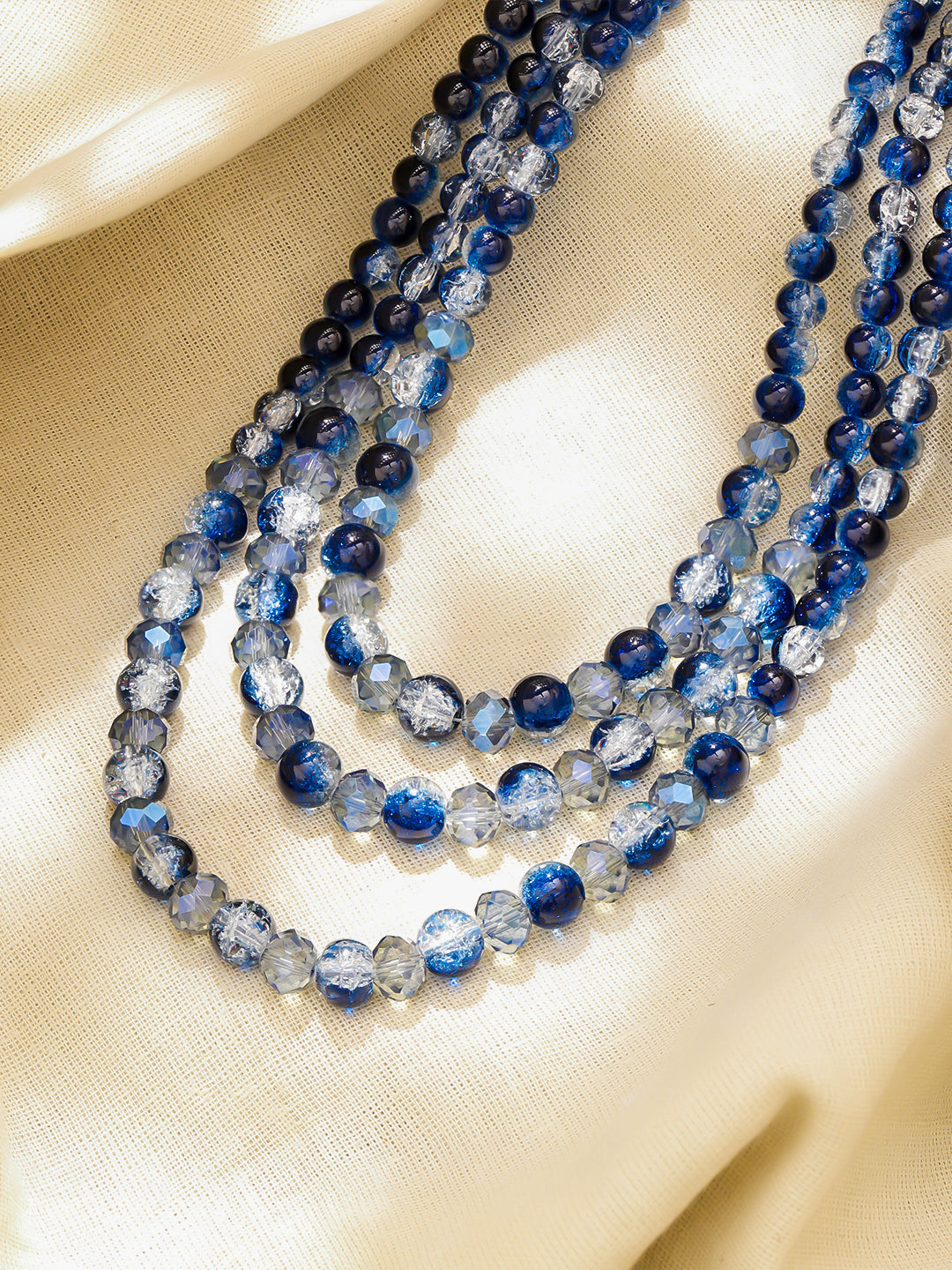 【Rubans】 White & Blue Layered Beaded Necklace｜ホワイト＆ブルー レイヤード ビーズ ネックレス