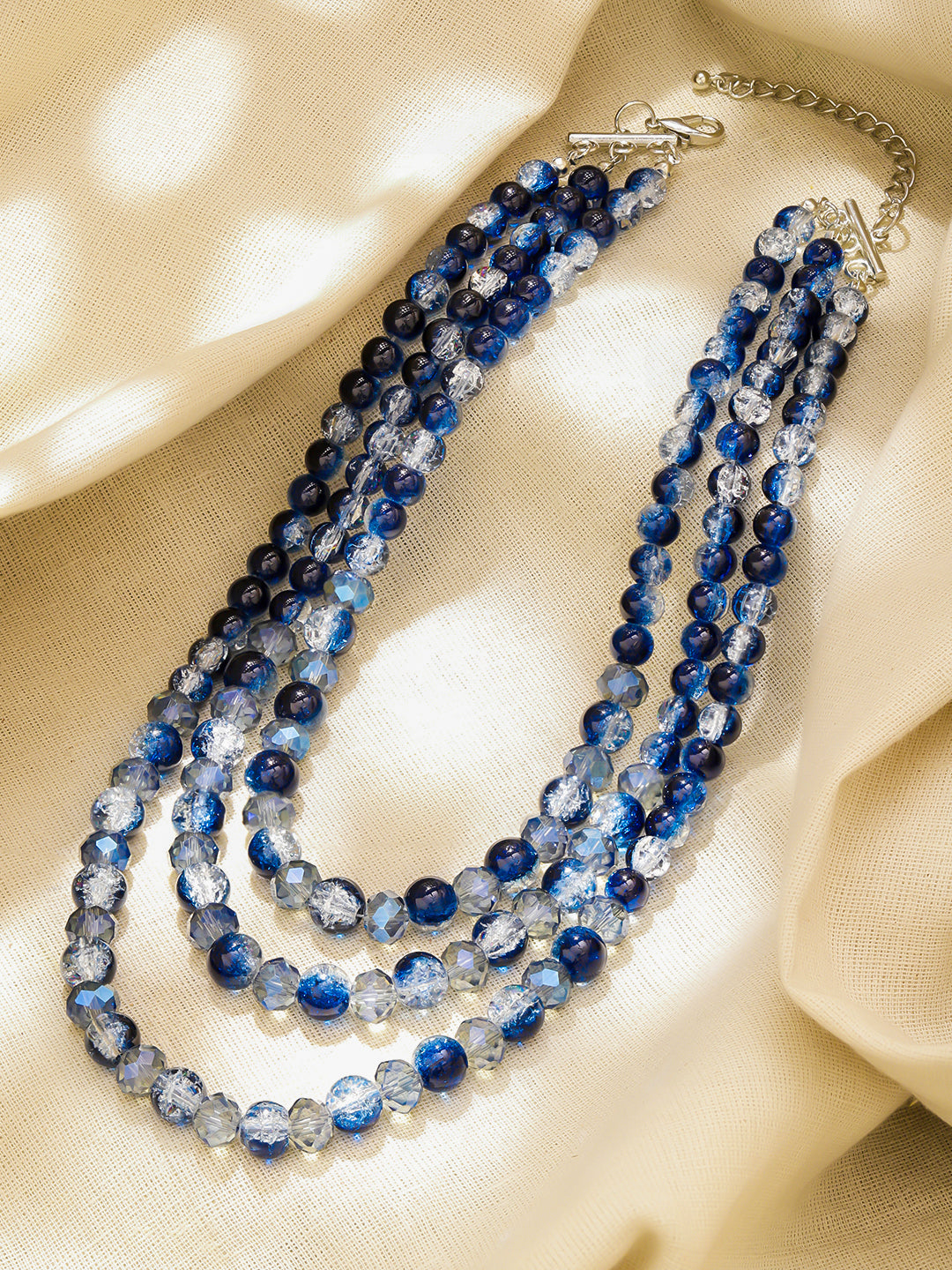 【Rubans】 White & Blue Layered Beaded Necklace｜ホワイト＆ブルー レイヤード ビーズ ネックレス