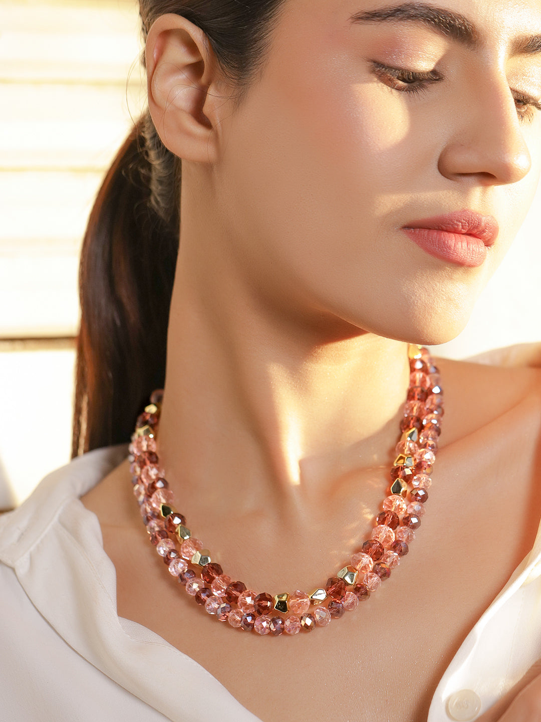 【Rubans】 Multicolor Beaded Layered Necklace｜マルチカラー ビーズ レイヤード ネックレス