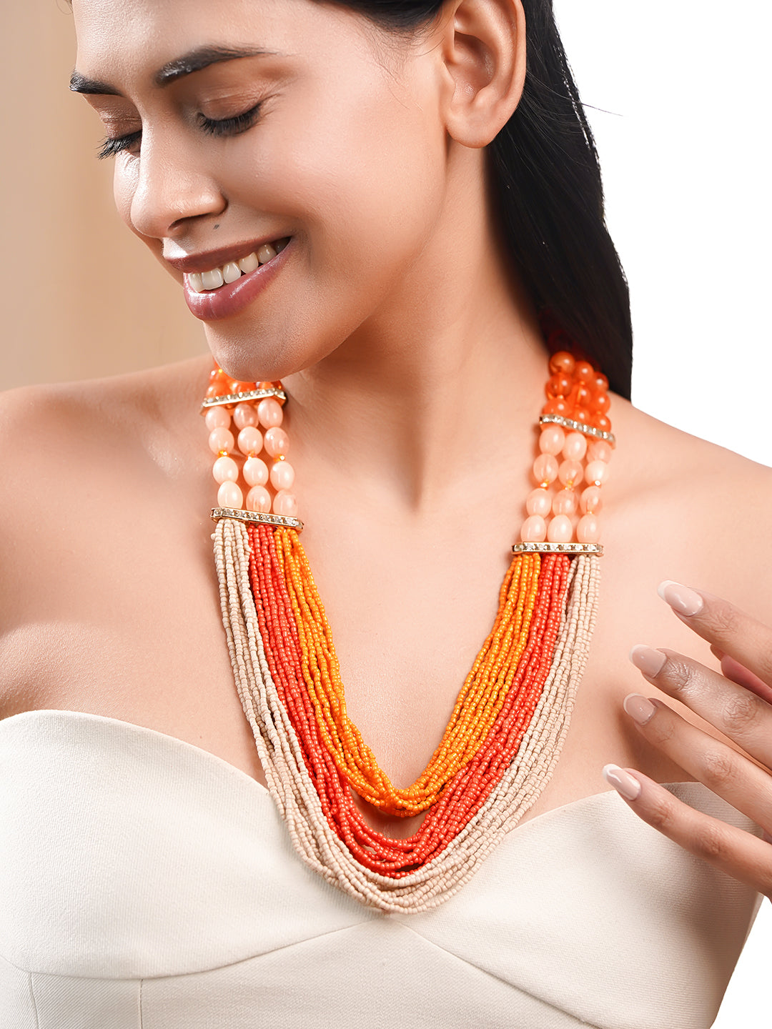 Summer Glow Multicolour Layered Bead Necklace フリーサイズ