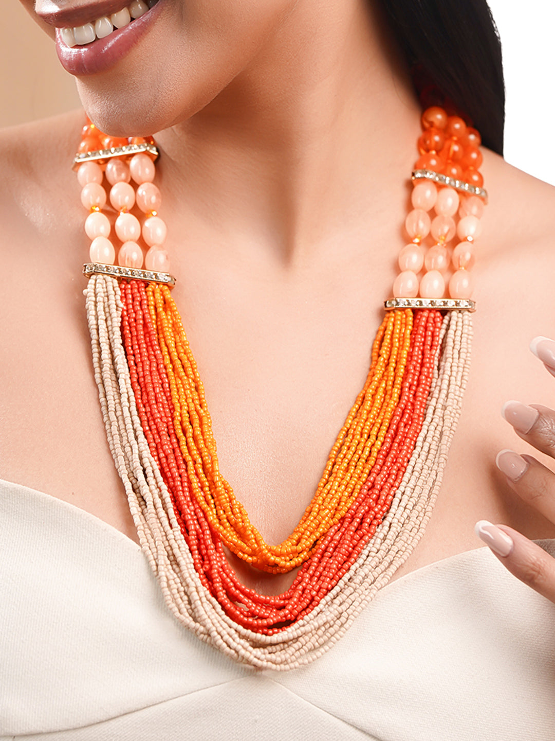 Summer Glow Multicolour Layered Bead Necklace フリーサイズ