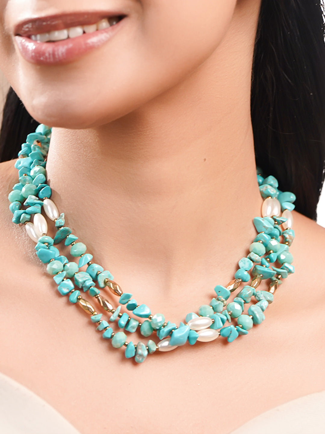 Turquoise Tide Multilayer Beaded Necklace フリーサイズ