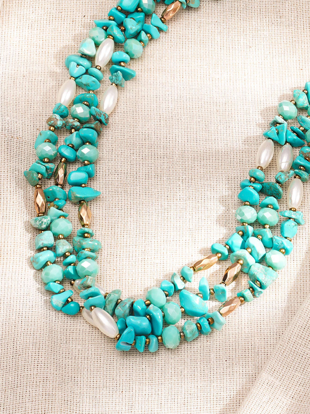 Turquoise Tide Multilayer Beaded Necklace フリーサイズ