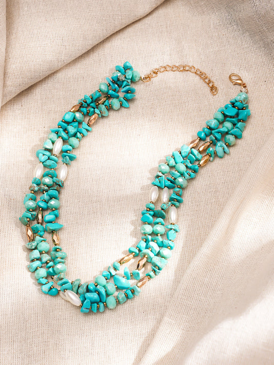 Turquoise Tide Multilayer Beaded Necklace フリーサイズ