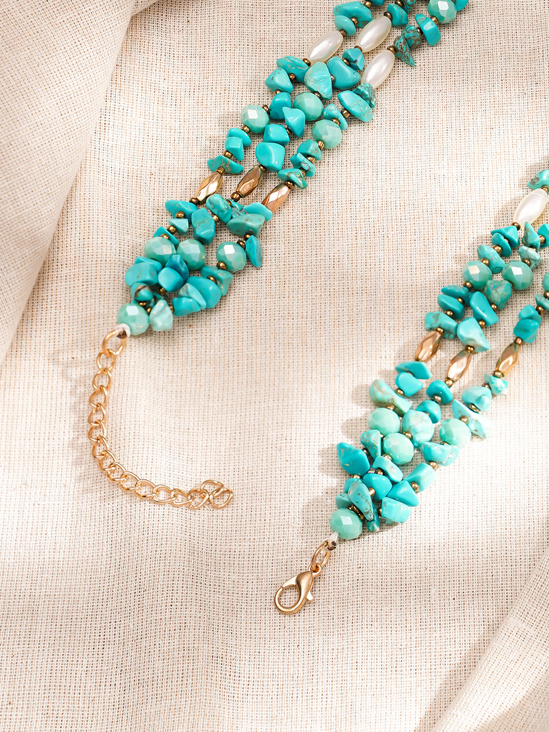 Turquoise Tide Multilayer Beaded Necklace フリーサイズ