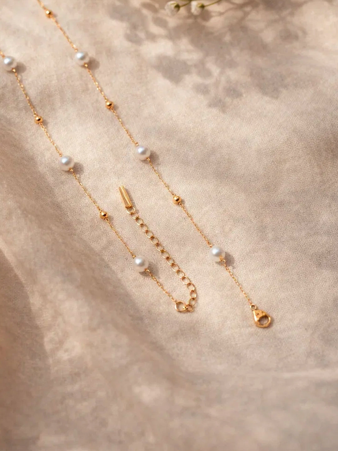 Demi Fine 18K Gold Plated Stainless steel Pearl Beaded Chain Necklace Length - 19 cm