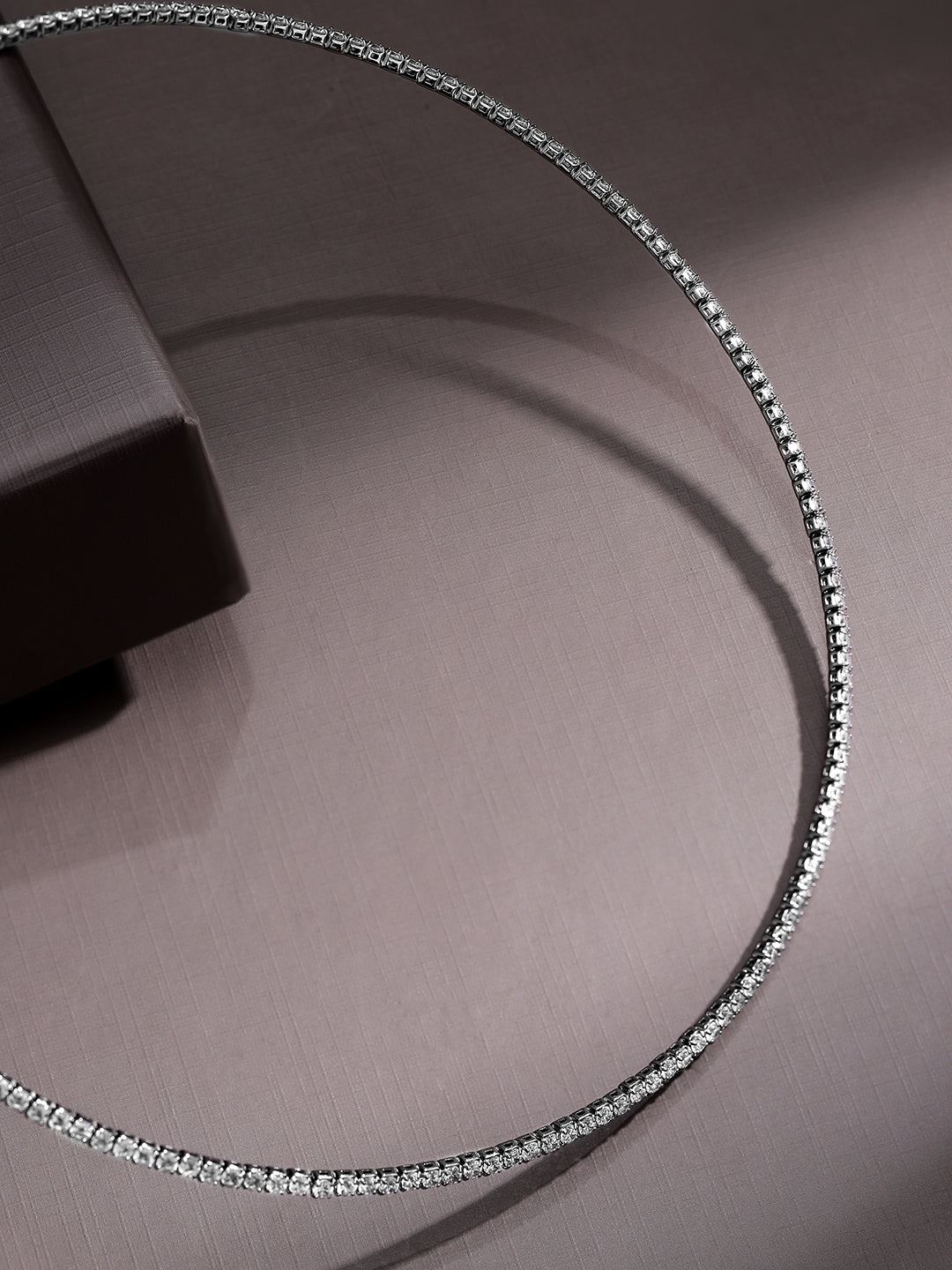 Pristine American Diamond Zirconia Studded Delicate Choker Silver