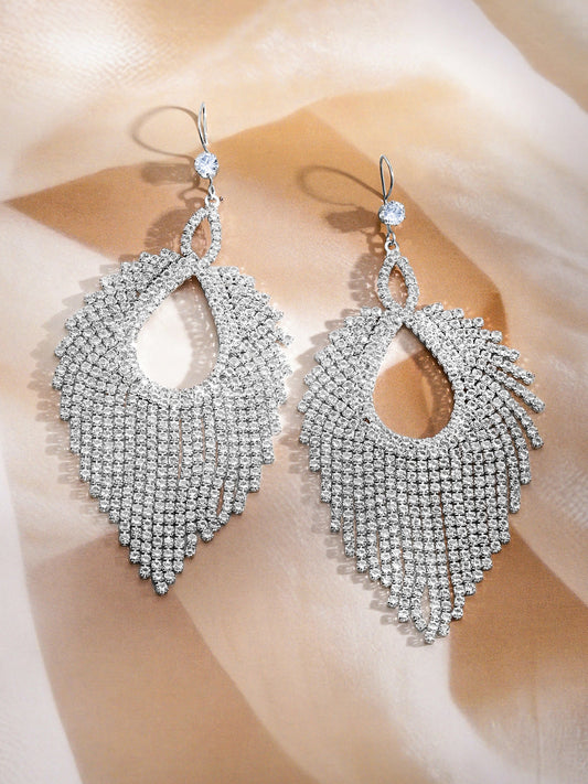 Shimmerfall Crystal Draped Dangler Earrings SIlver