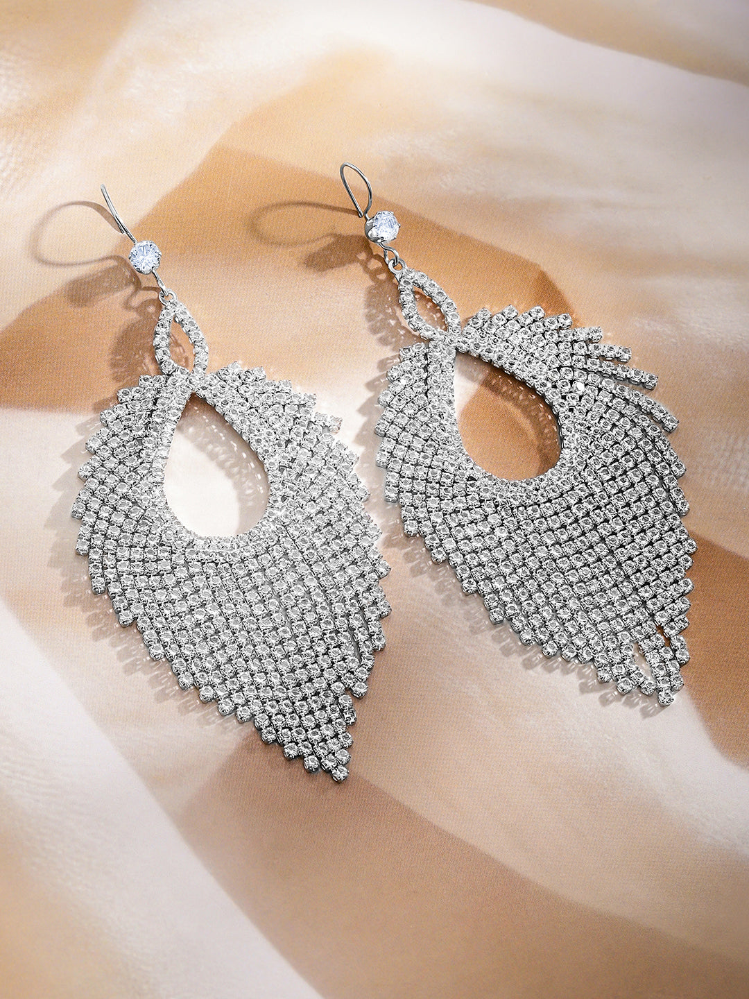 Shimmerfall Crystal Draped Dangler Earrings SIlver