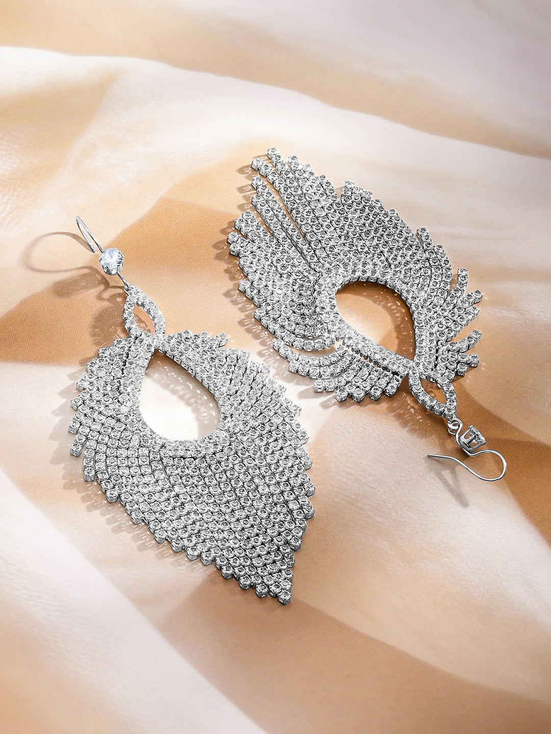 Shimmerfall Crystal Draped Dangler Earrings SIlver