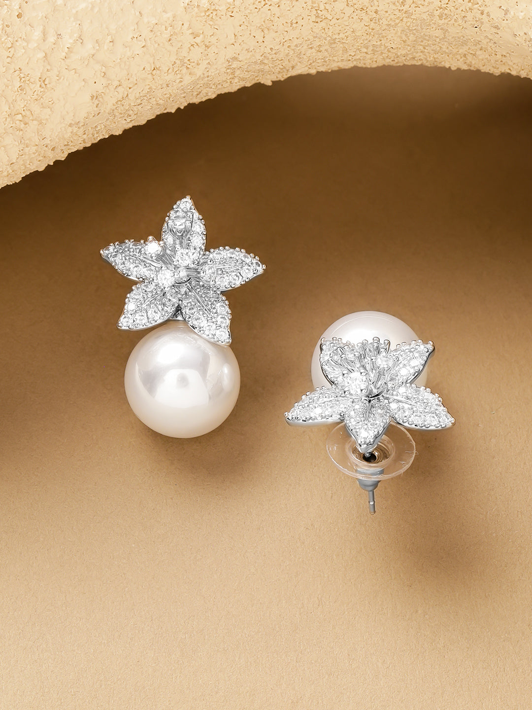 【Rubans】 Floral Pearl Drop Stud Earrings｜フローラル パールドロップ スタッドイヤリング