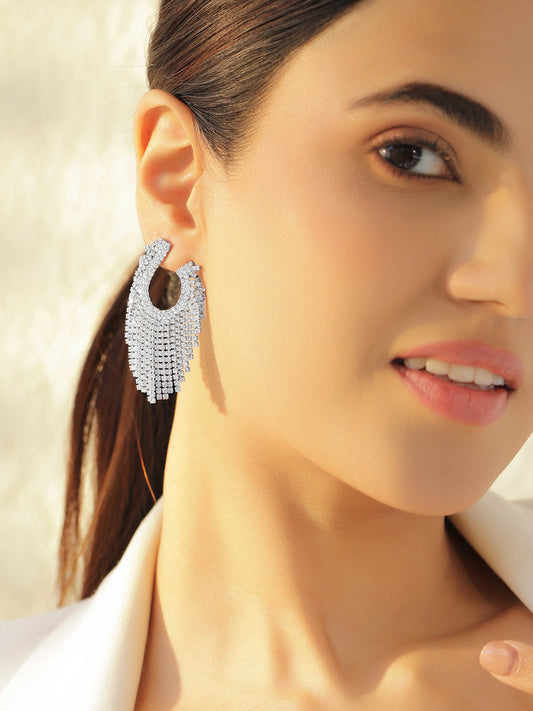 Cascading Crystal Dangler Earrings フリーサイズ