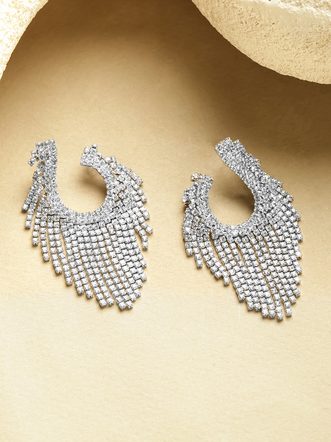 Cascading Crystal Dangler Earrings フリーサイズ