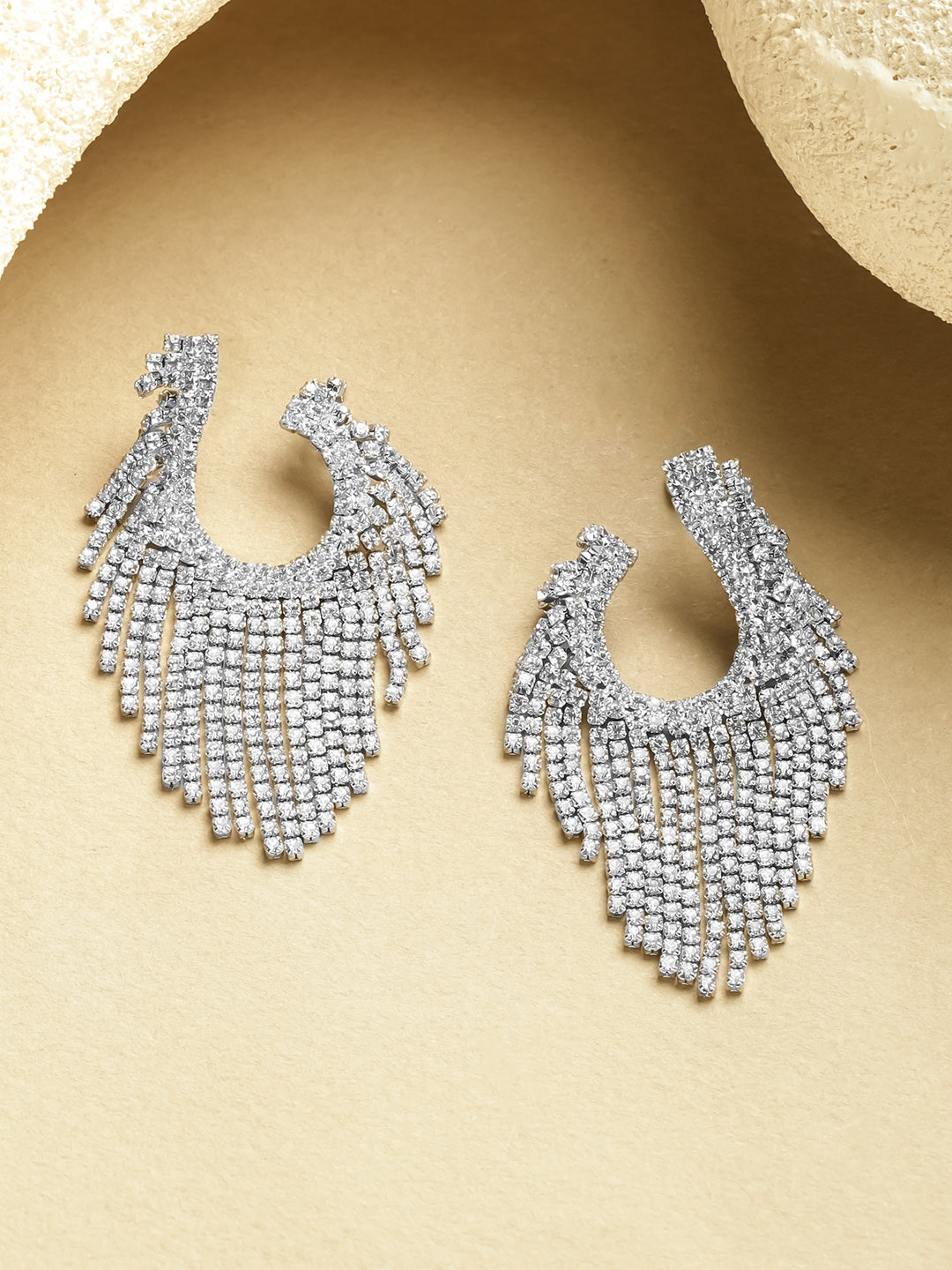 Cascading Crystal Dangler Earrings フリーサイズ