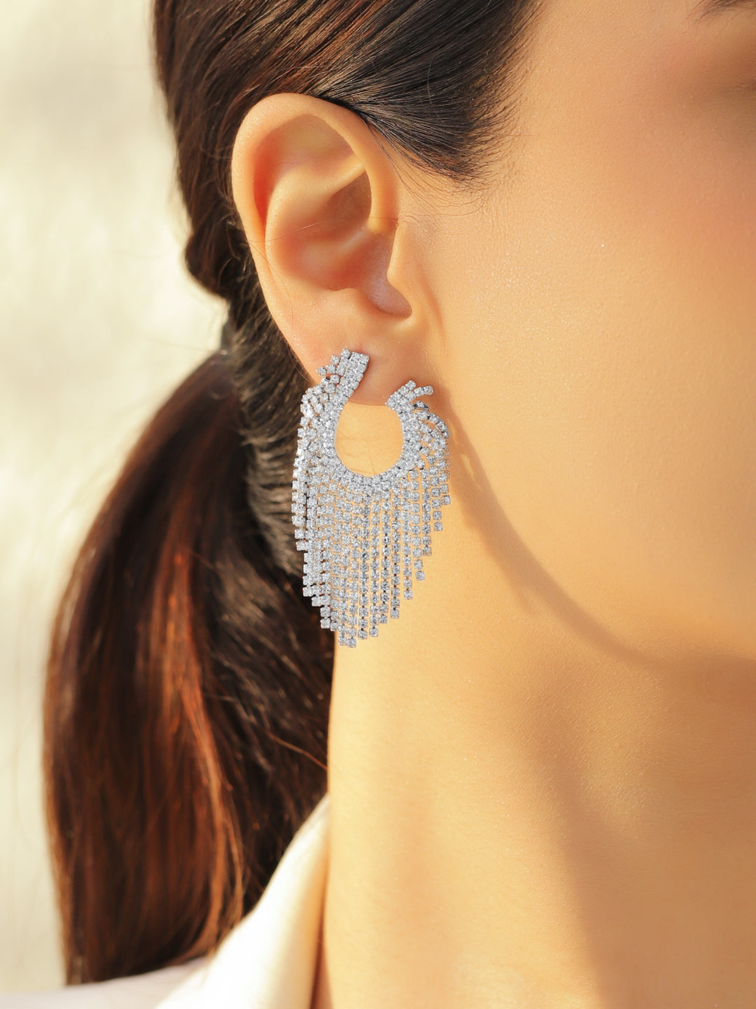 Cascading Crystal Dangler Earrings フリーサイズ