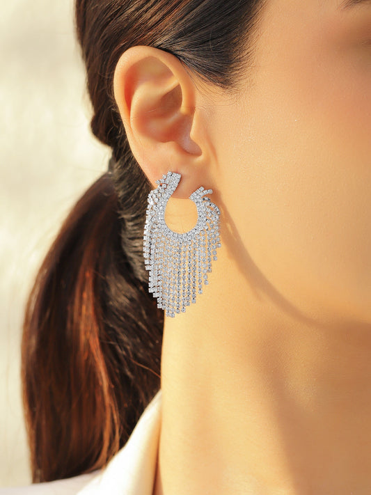 Cascading Crystal Dangler Earrings フリーサイズ
