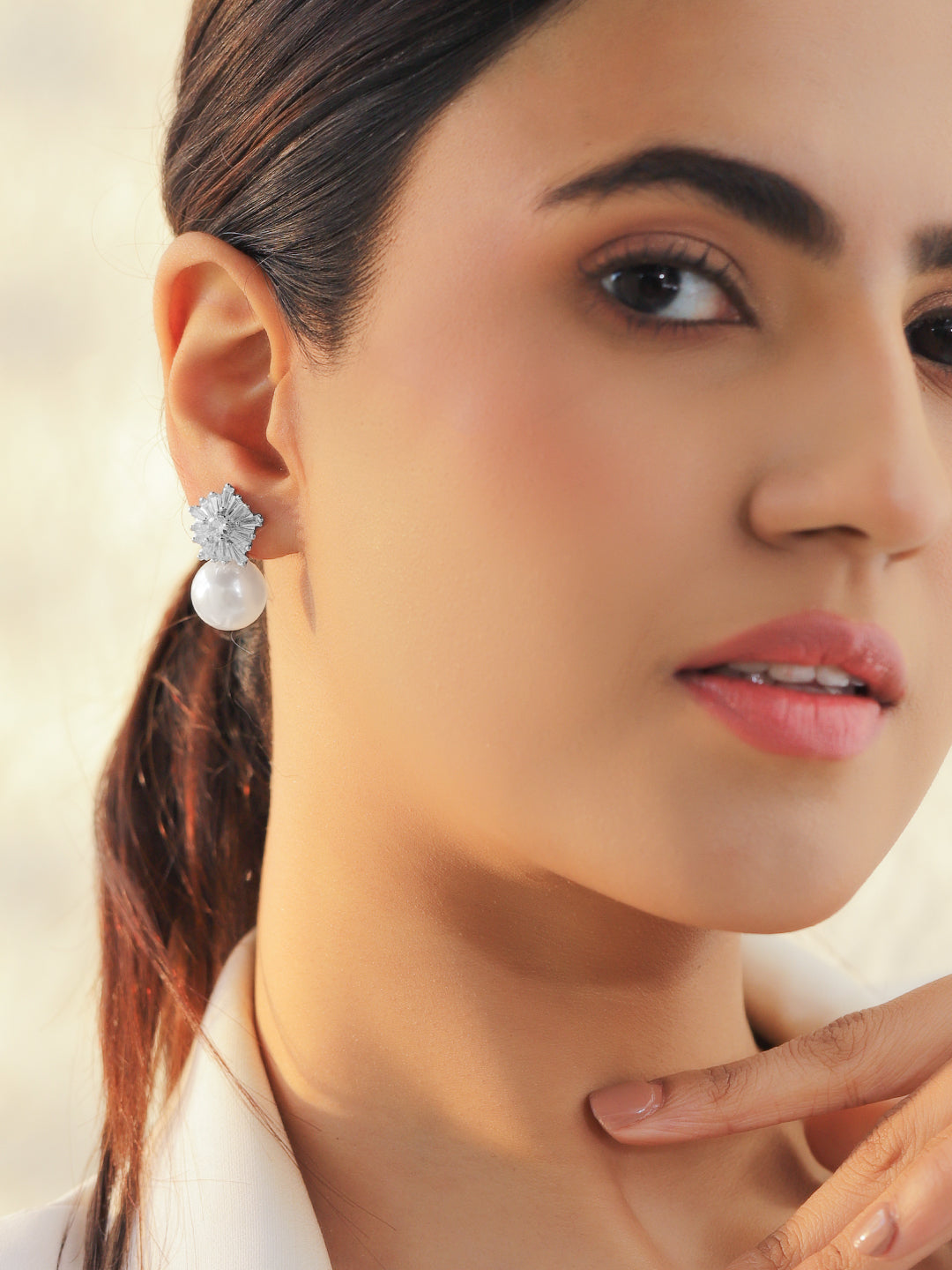 【Rubans】 Floral Pearl Stud Silver Earrings｜フローラル パール スタッド シルバーイヤリング