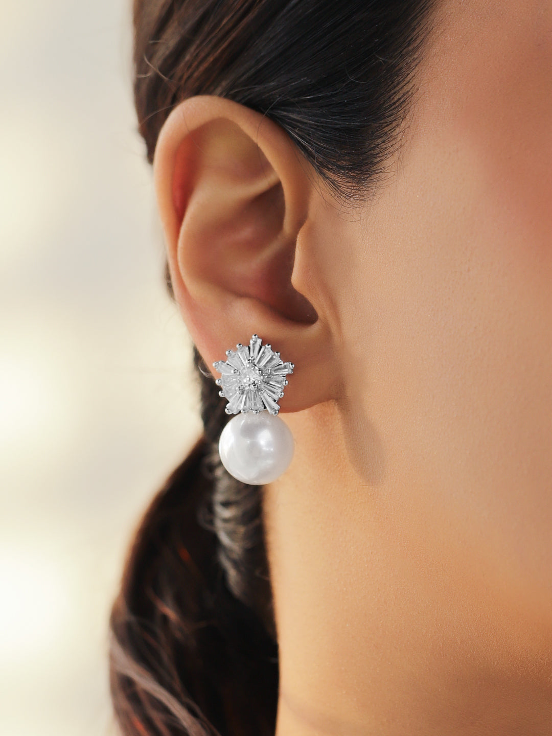 【Rubans】 Floral Pearl Stud Silver Earrings｜フローラル パール スタッド シルバーイヤリング