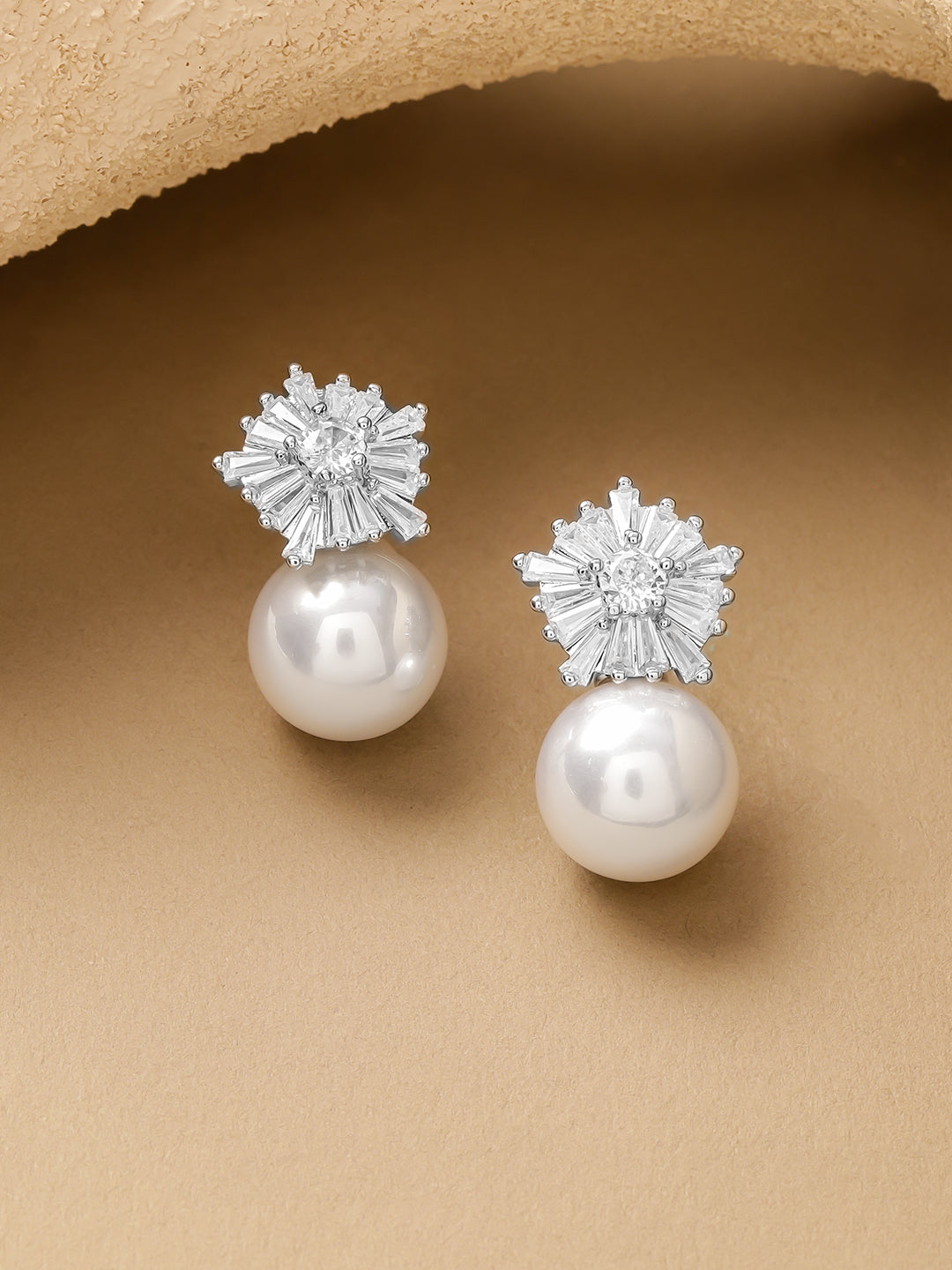 【Rubans】 Floral Pearl Stud Silver Earrings｜フローラル パール スタッド シルバーイヤリング