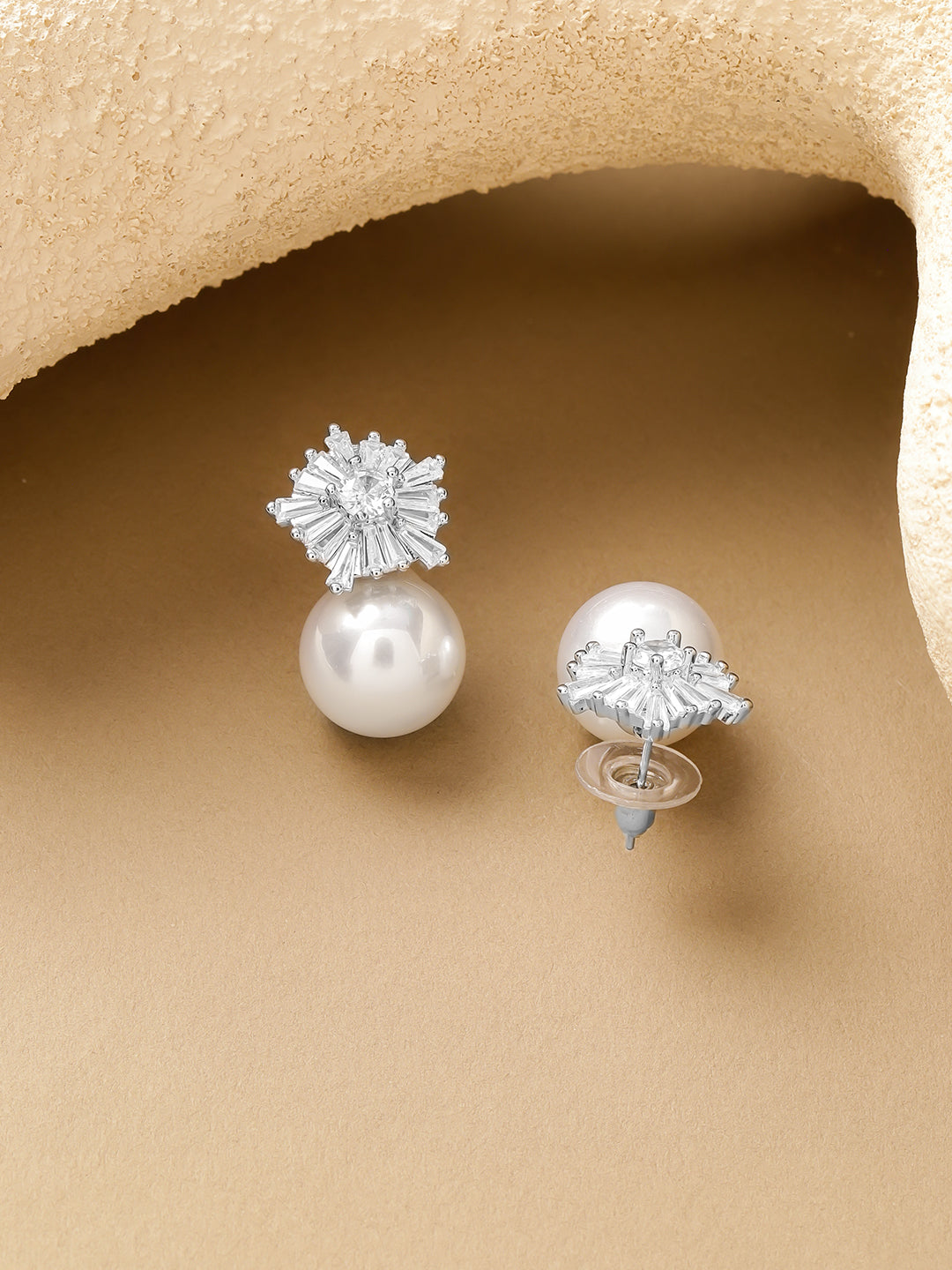 【Rubans】 Floral Pearl Stud Silver Earrings｜フローラル パール スタッド シルバーイヤリング