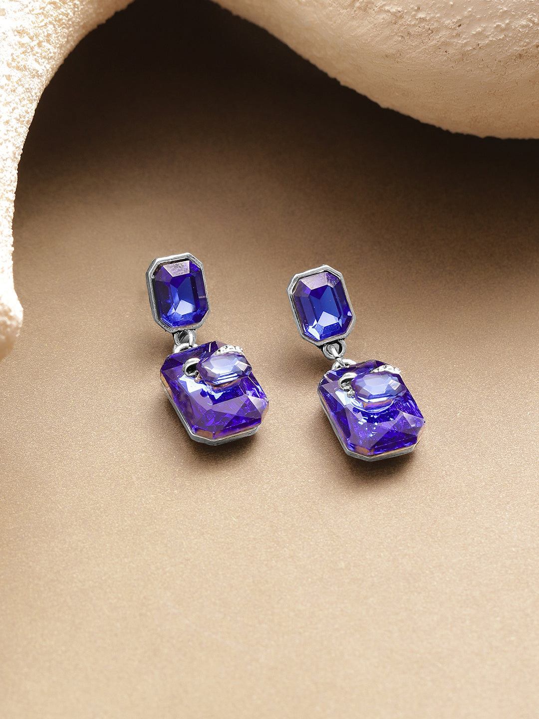 Royal Blue Crystal Drop Earrings フリーサイズ