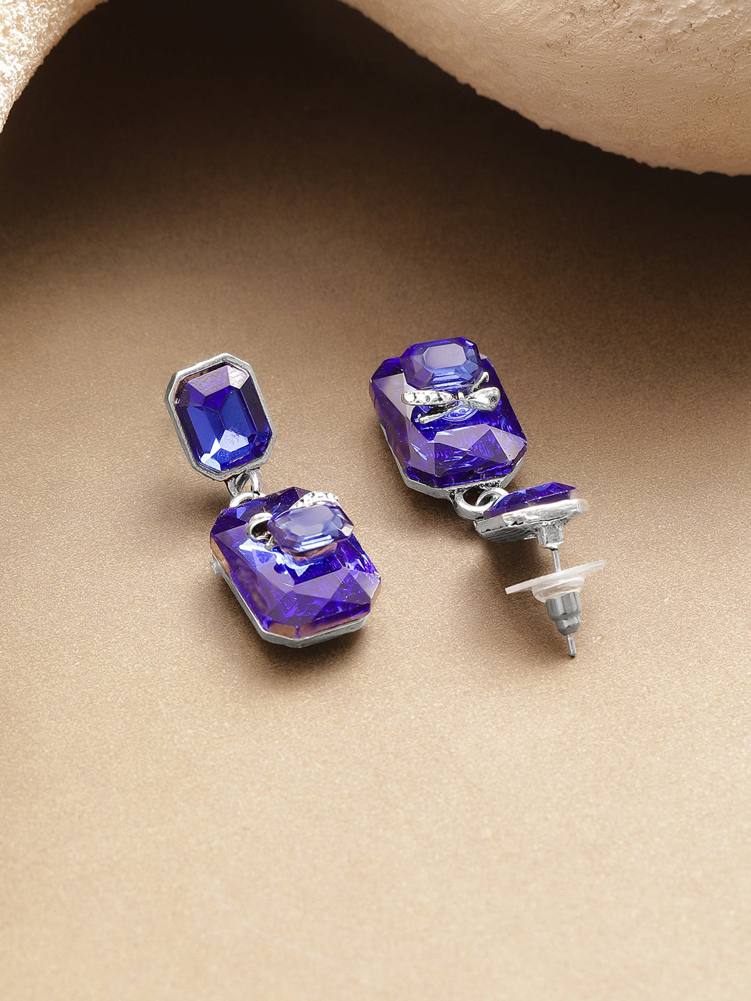 Royal Blue Crystal Drop Earrings フリーサイズ