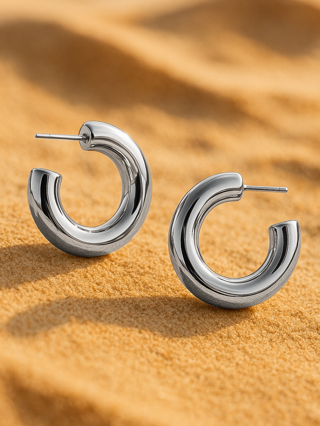Silver Toned Small Hoop Earrings Silver