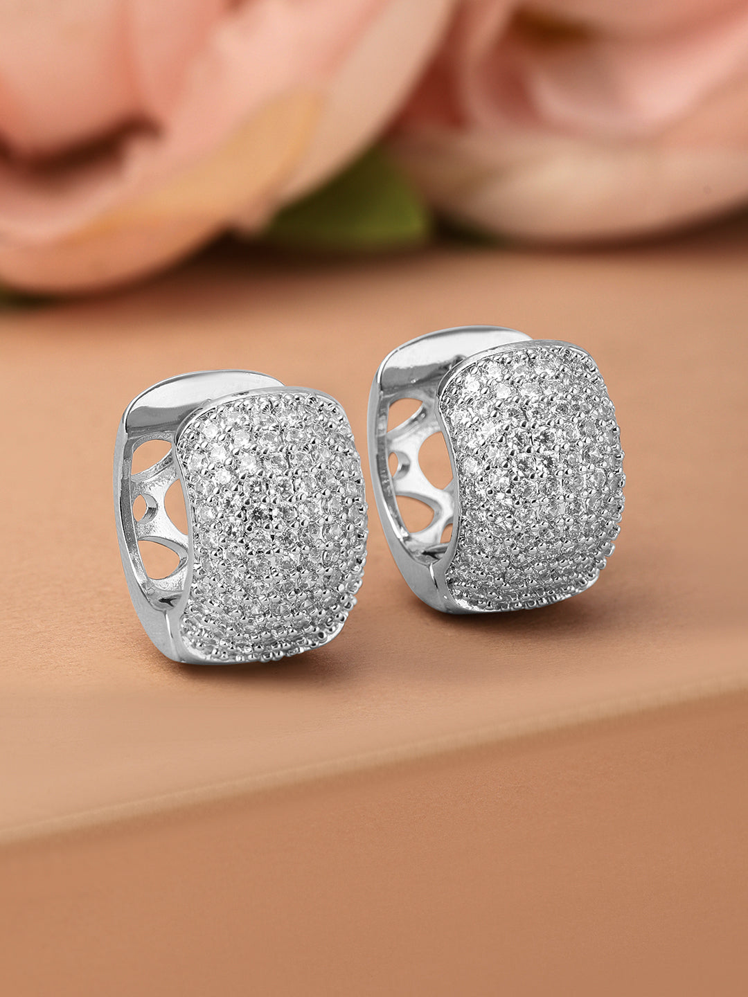 Vogue Silver American Diamond Zirconia Hoops Silver