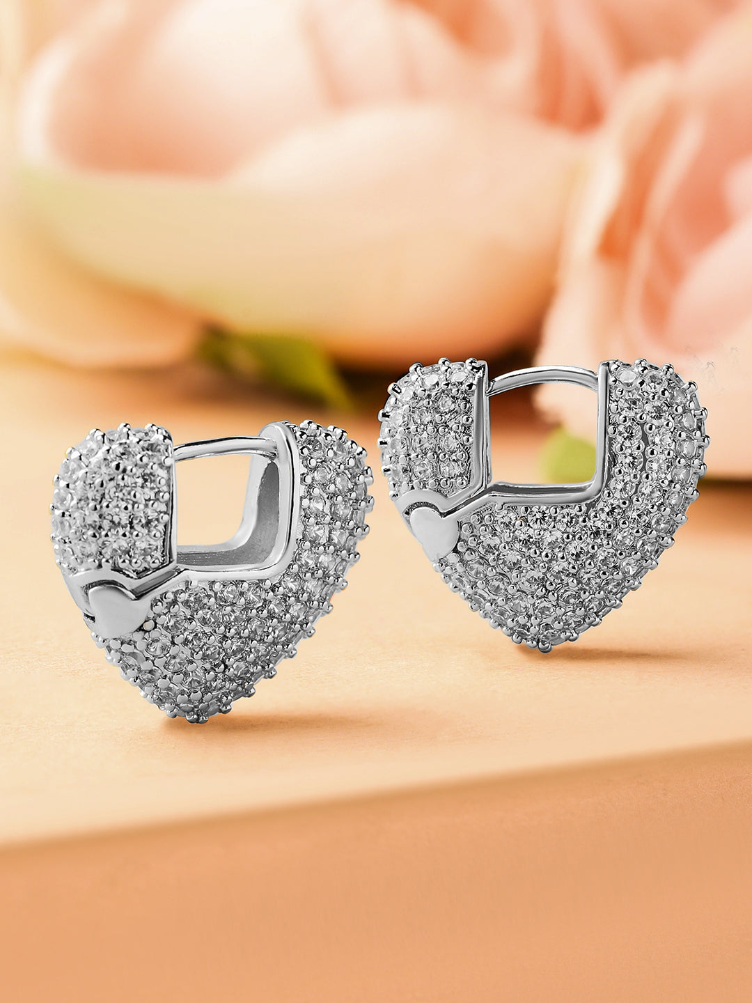 She Wore Her Heart in Sparkle Hoops Silver