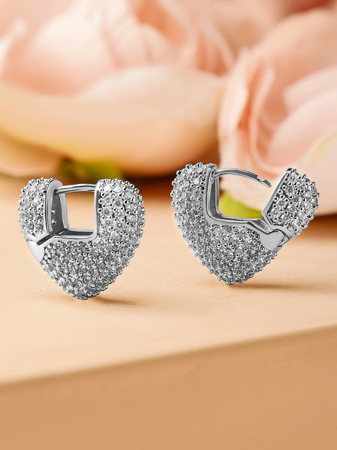 She Wore Her Heart in Sparkle Hoops Silver
