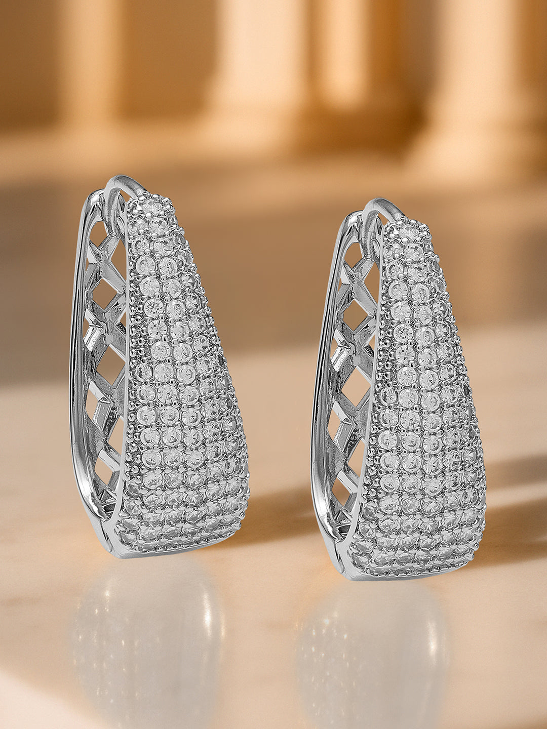 【Rubans】 Diamond-Dust Dreamshine Silver Hoop Earrings｜ダイヤモンドダスト ドリームシャイン シルバー フープイヤリング