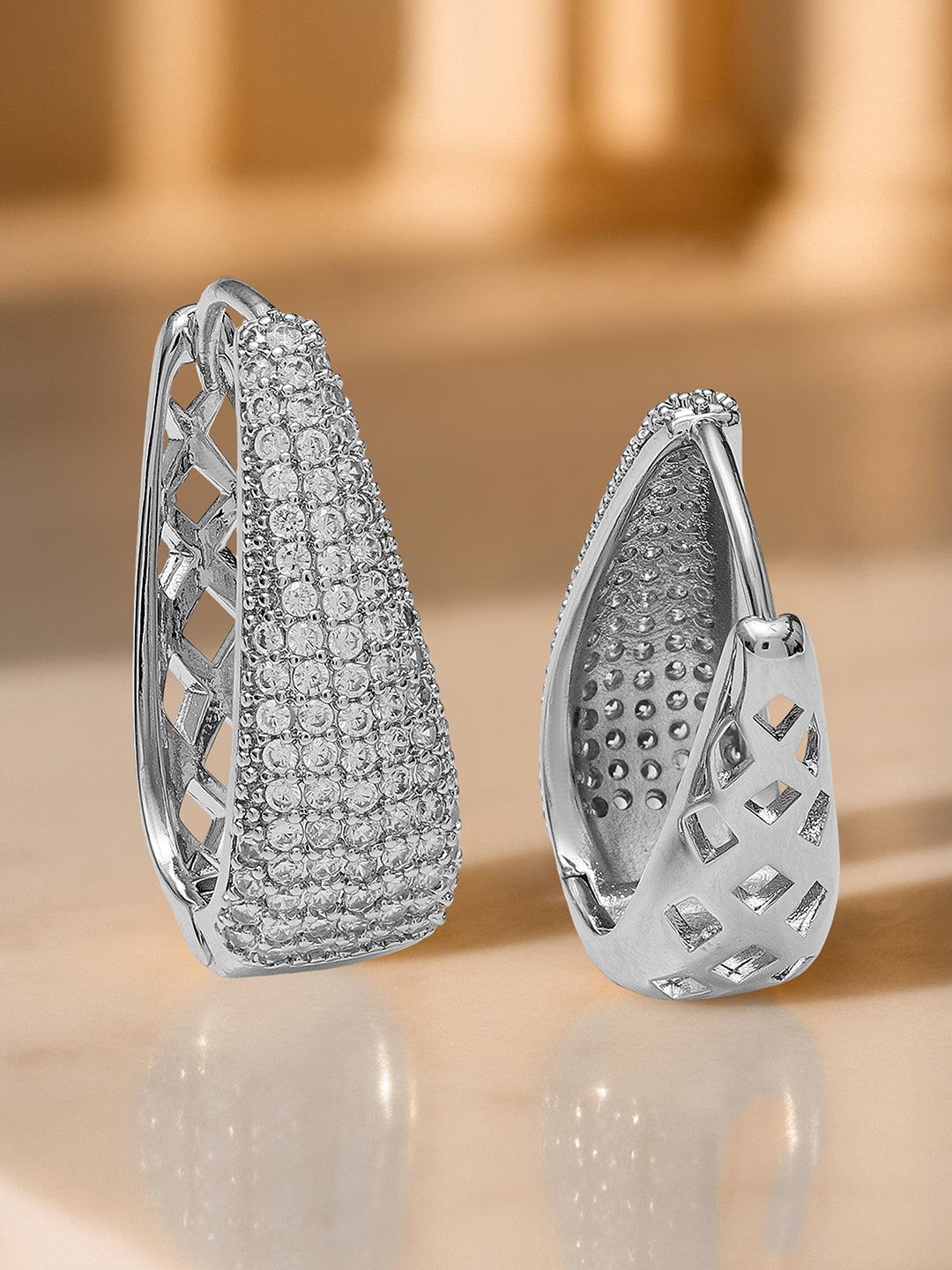 【Rubans】 Diamond-Dust Dreamshine Silver Hoop Earrings｜ダイヤモンドダスト ドリームシャイン シルバー フープイヤリング