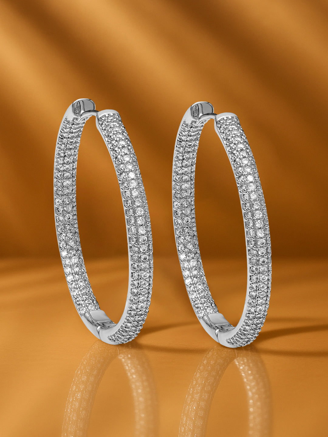 【Rubans】 Crystal Studded Large Hoop Earrings｜クリスタル スタッデッド ラージフープ イヤリング