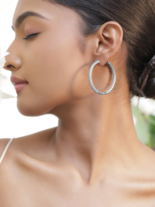 【Rubans】 Crystal Studded Large Hoop Earrings｜クリスタル スタッデッド ラージフープ イヤリング