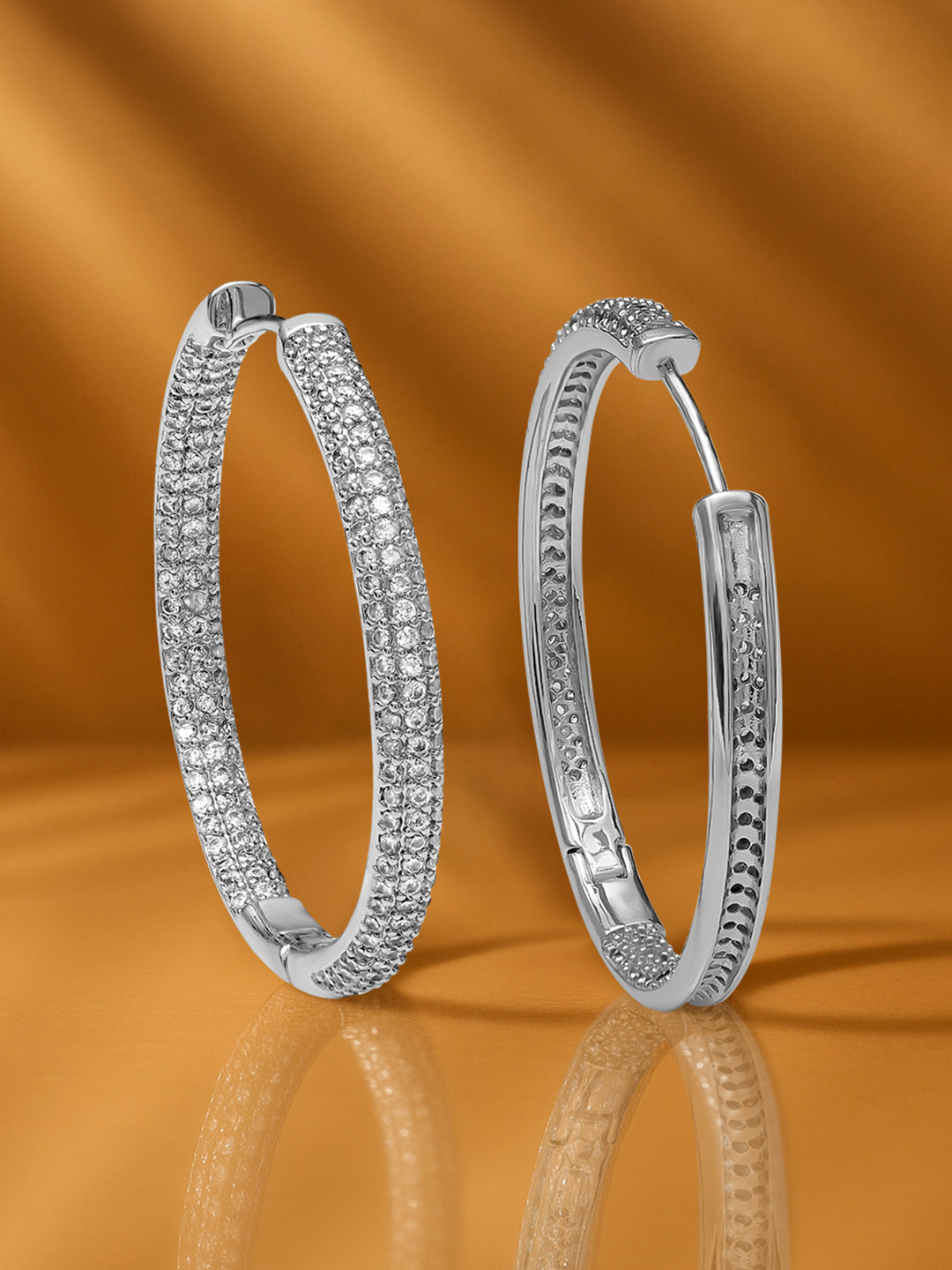 【Rubans】 Crystal Studded Large Hoop Earrings｜クリスタル スタッデッド ラージフープ イヤリング