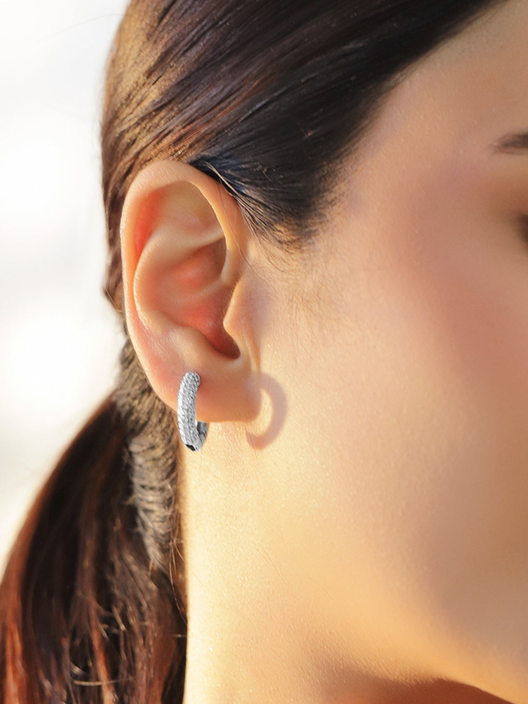 Silver Pave Studded Clip On Studs フリーサイズ