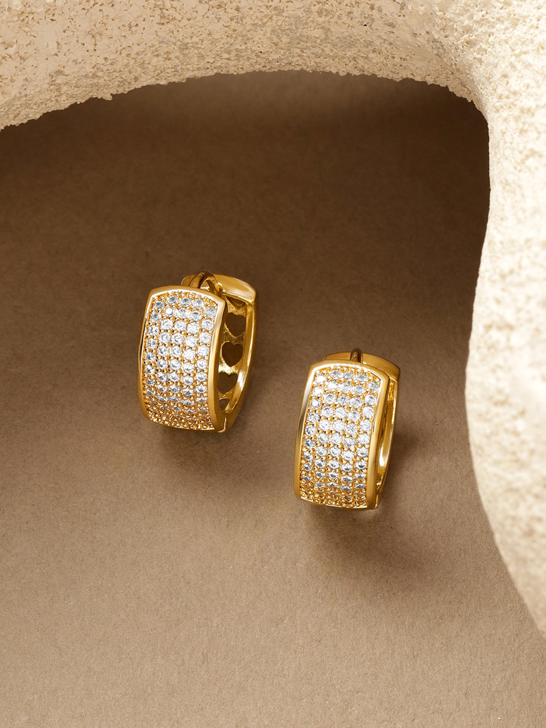 【Rubans】 American Diamond Zirconia Gold Hoop Earrings｜アメリカンダイヤモンド ジルコニア ゴールド ハギーフープ イヤリング