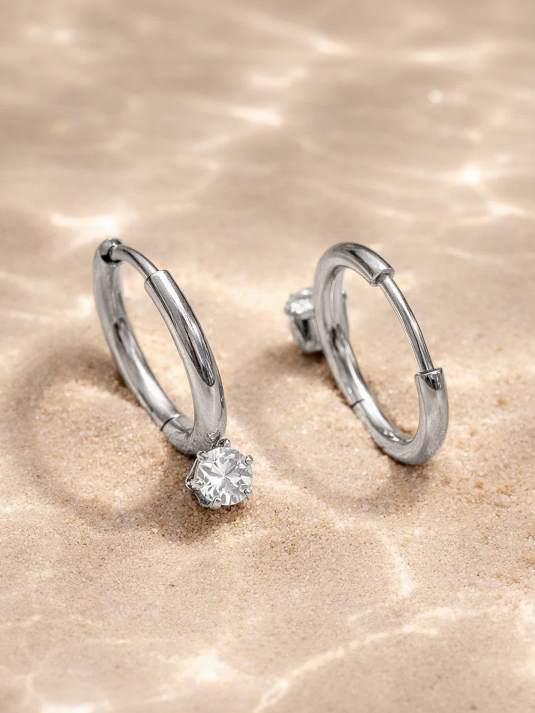 Demi Fine 18K Gold Plated Stainless steel Minimal Crystal Drops Hoop Earrings Length - 1.9 cm