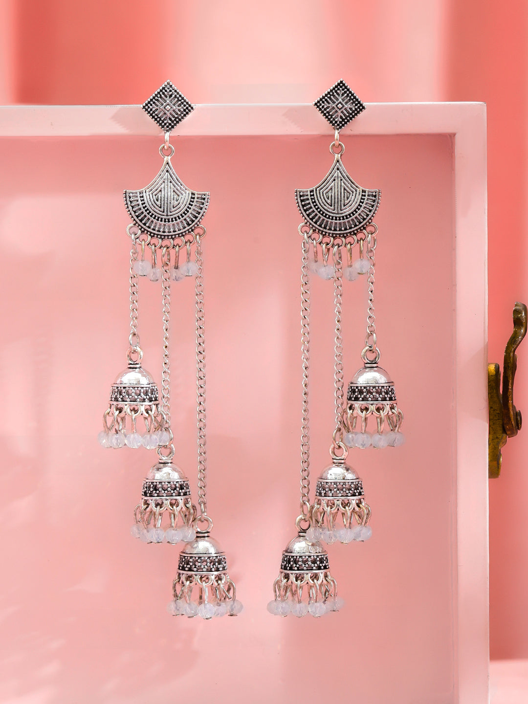 Oxidised Tribal Charm Multi Jhumka Earrings フリーサイズ