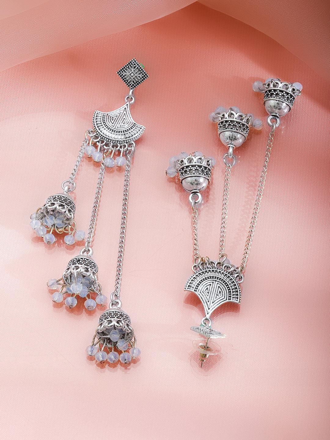 Oxidised Tribal Charm Multi Jhumka Earrings フリーサイズ