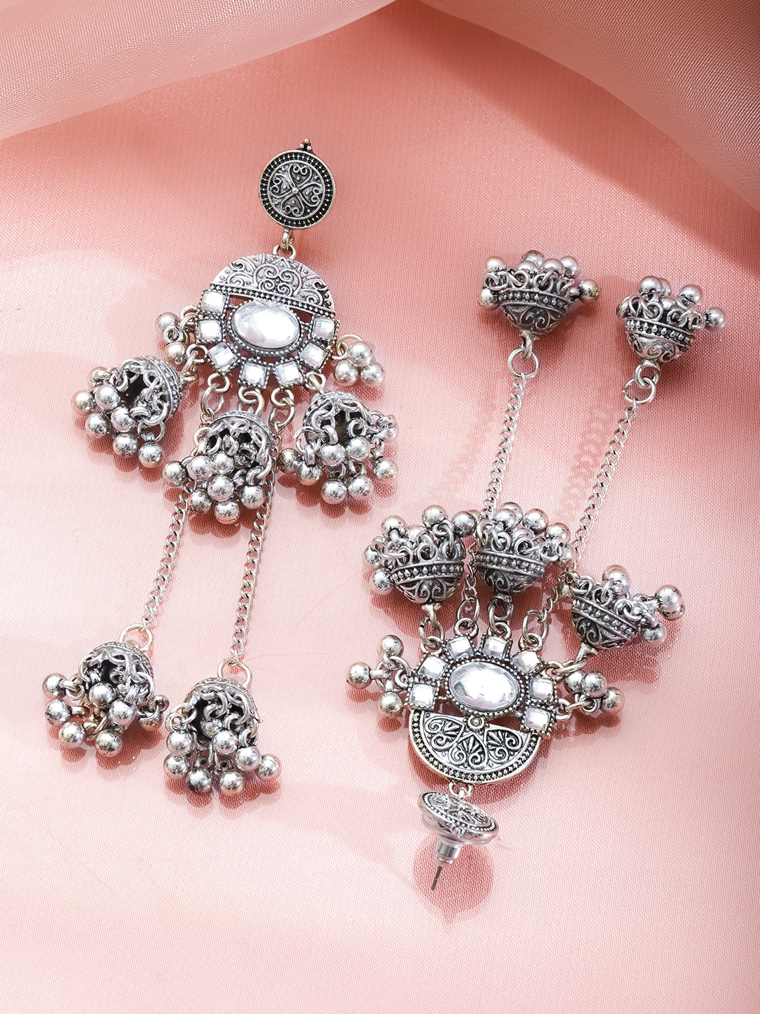 【Rubans】 Oxidised Wedding Ghungroo Long Jhumka Earrings｜オキシダイズド ウェディング グングルー ロング ジュムカ イヤリング