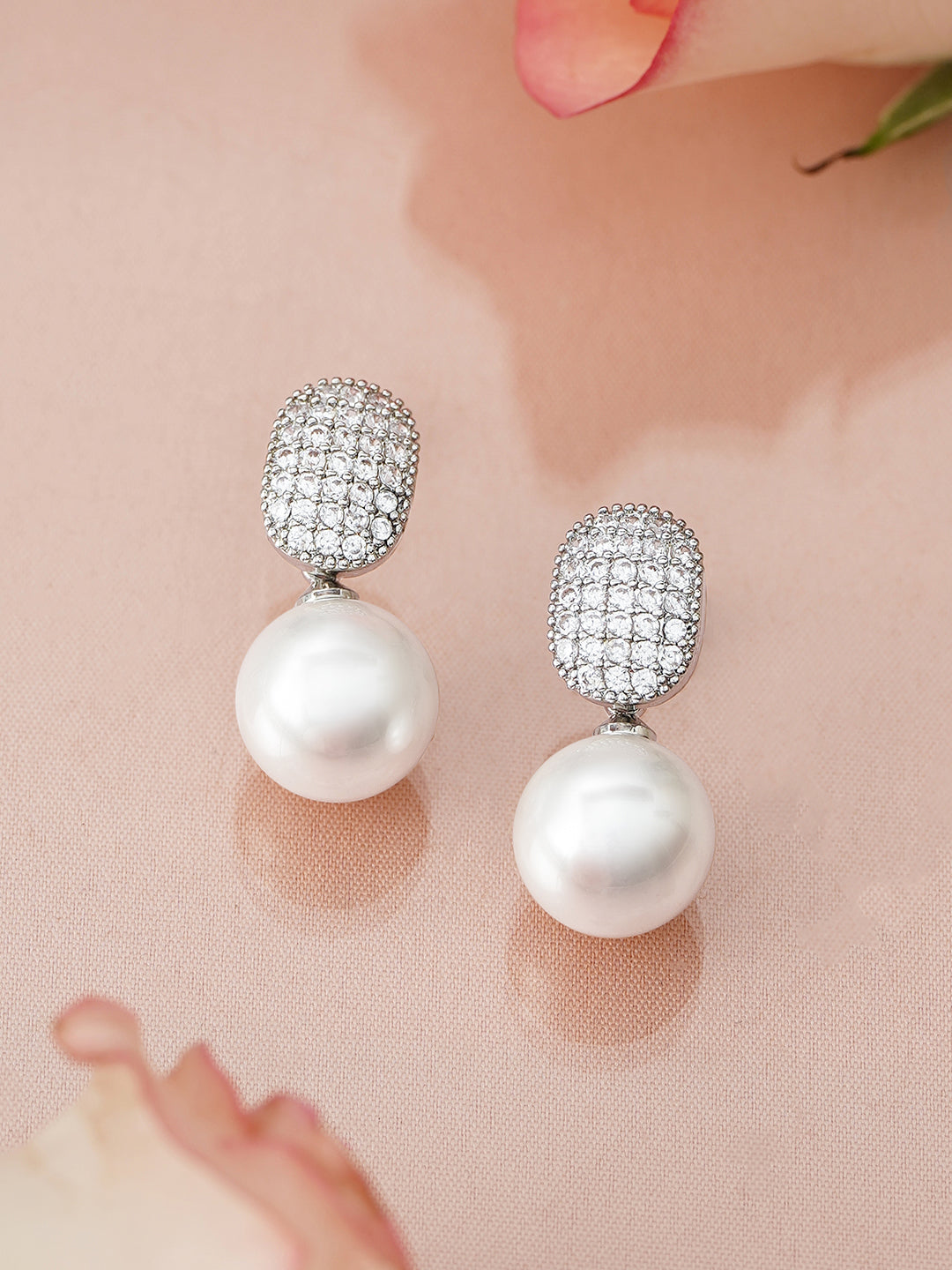 【Rubans】 American Diamond Zirconia Pearl Drop Earrings｜アメリカンダイヤモンド ジルコニア パールドロップ イヤリング