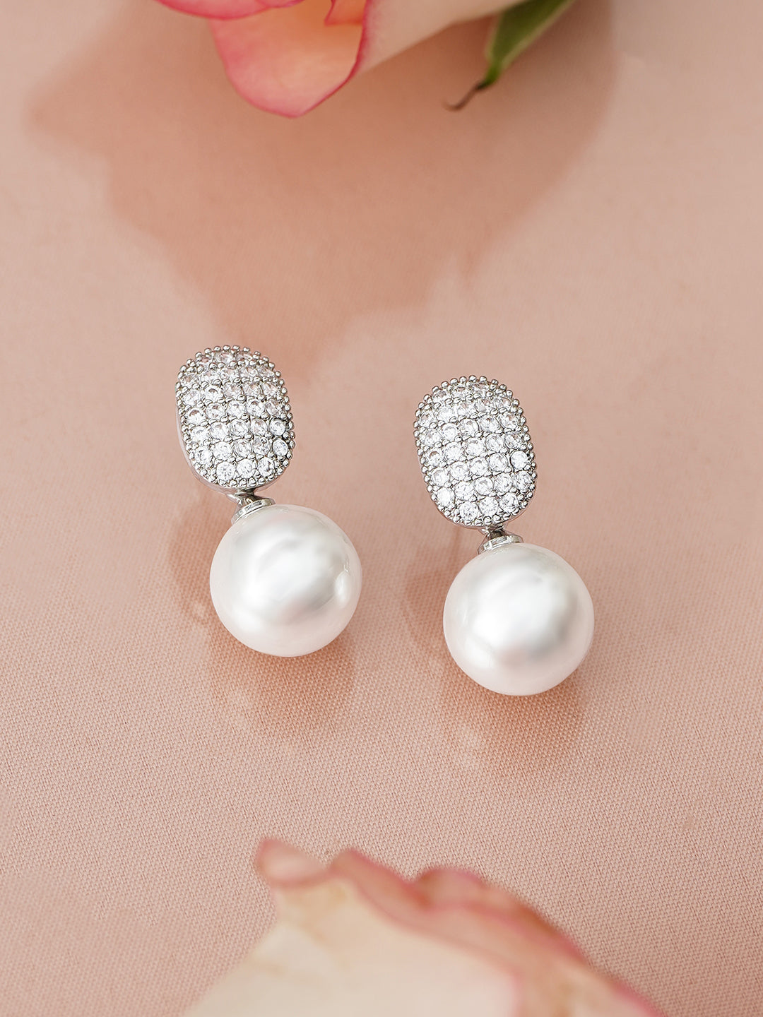【Rubans】 American Diamond Zirconia Pearl Drop Earrings｜アメリカンダイヤモンド ジルコニア パールドロップ イヤリング