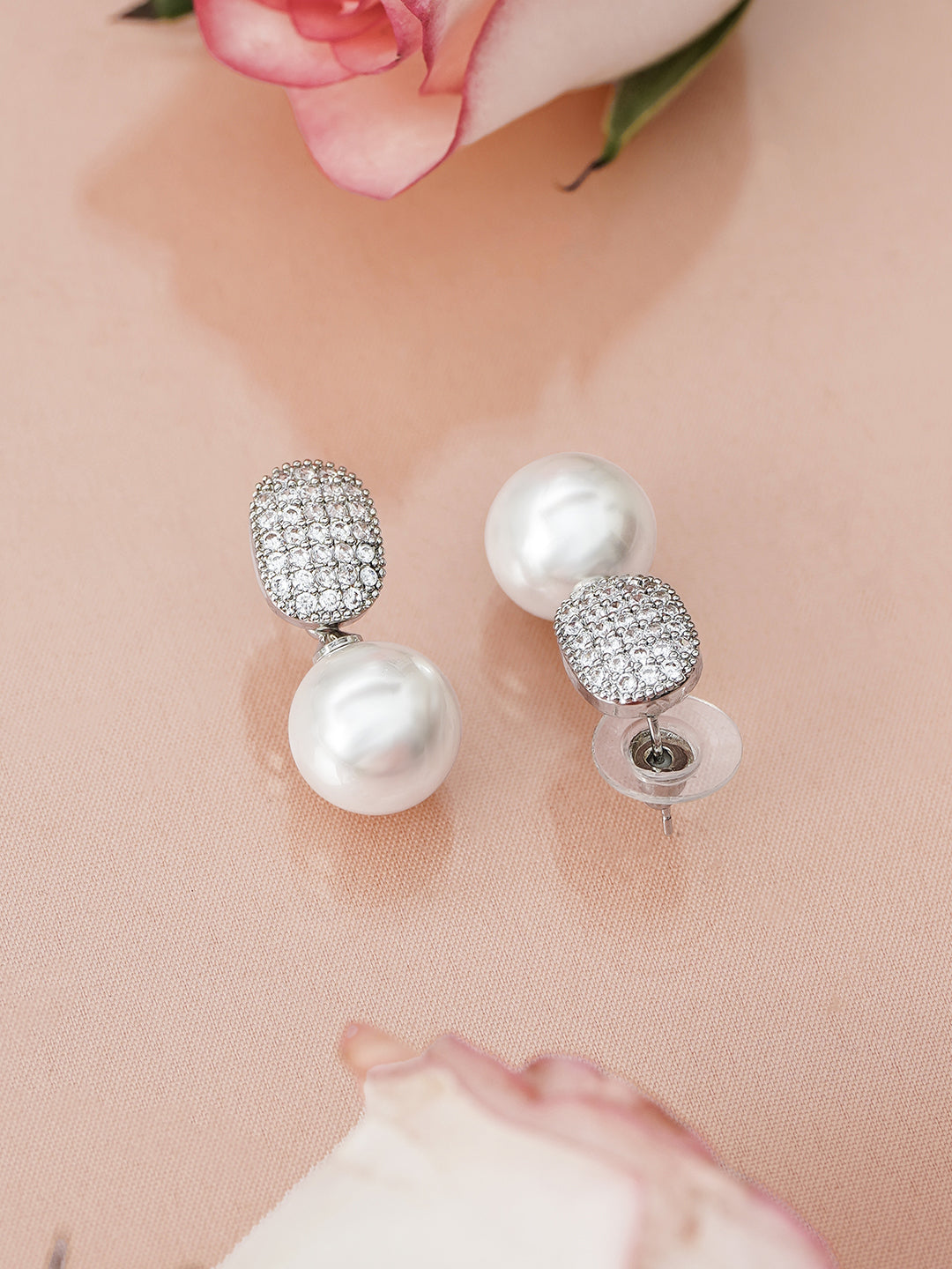 【Rubans】 American Diamond Zirconia Pearl Drop Earrings｜アメリカンダイヤモンド ジルコニア パールドロップ イヤリング