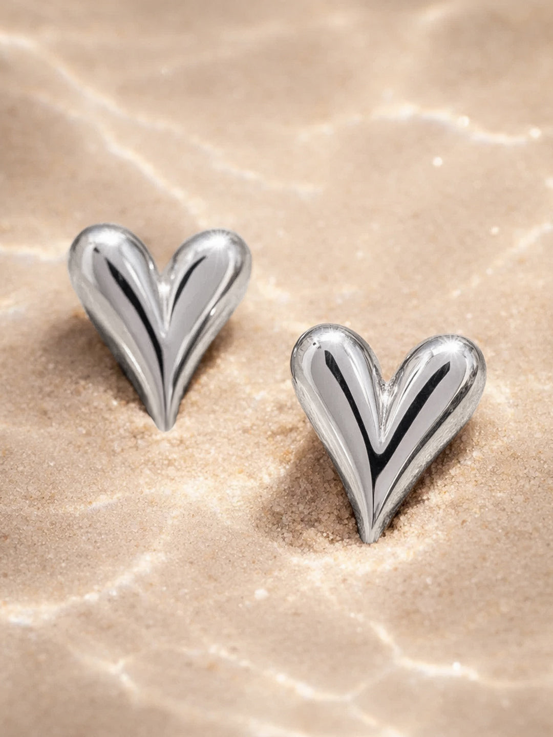 Demi Fine 18K Gold Plated Stainless steel Heart Stud Earrings Length - 1.5 cm