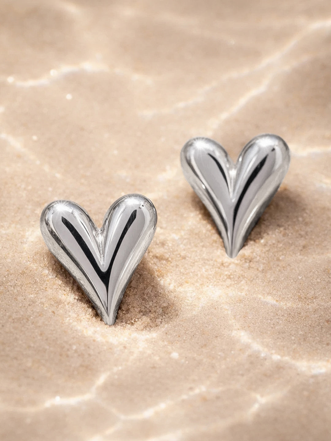 Demi Fine 18K Gold Plated Stainless steel Heart Stud Earrings Length - 1.5 cm