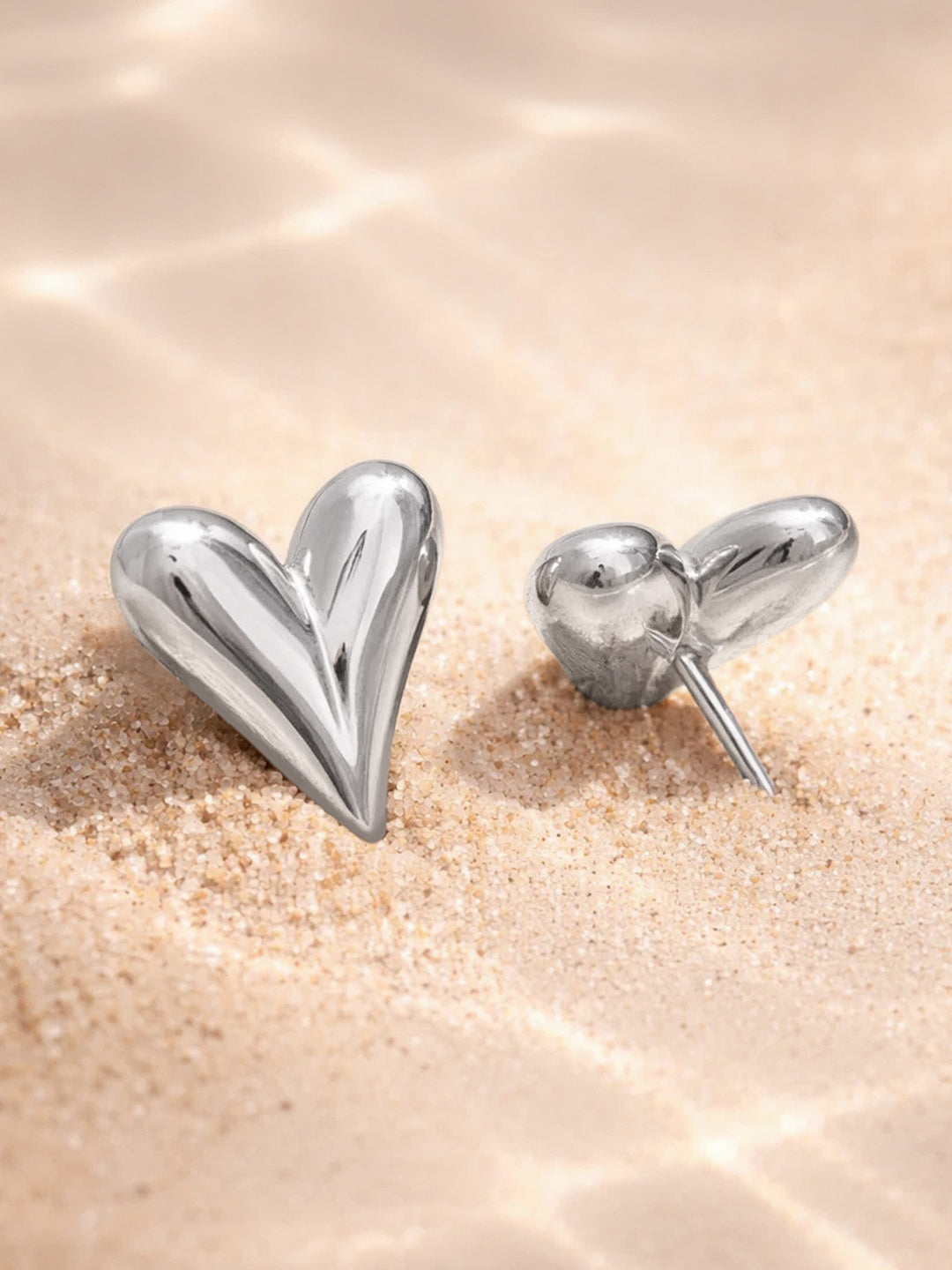 Demi Fine 18K Gold Plated Stainless steel Heart Stud Earrings Length - 1.5 cm