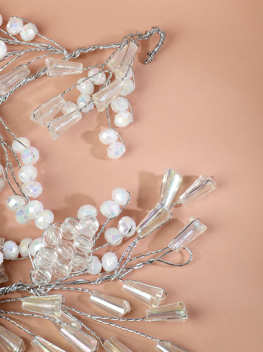 Embellished Pearl Beaded White Hair Accessory フリーサイズ