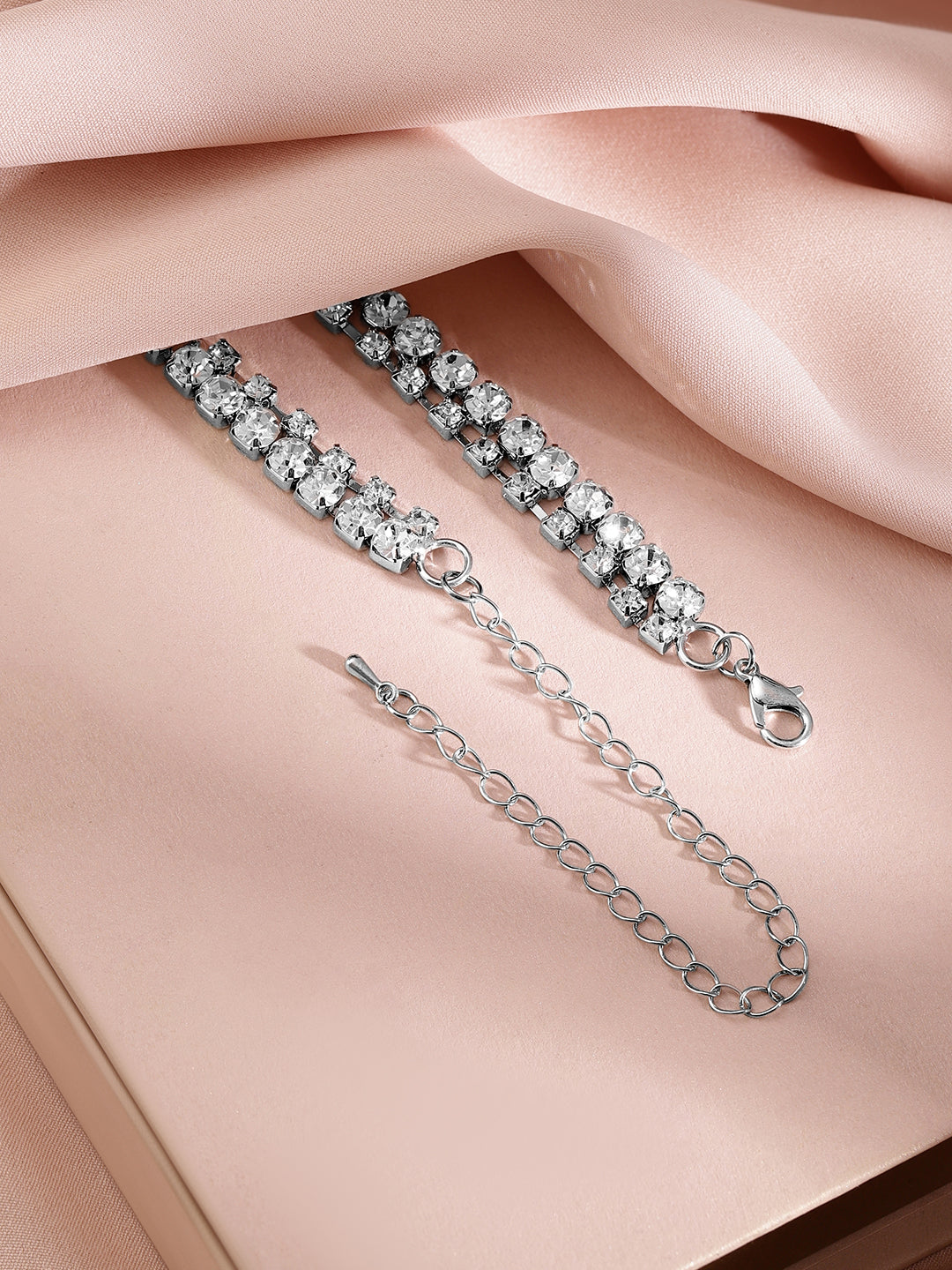 【Rubans】 Earthen Crystal Studded Necklace｜ロジウムメッキ ティアドロップ クリスタル ネックレス