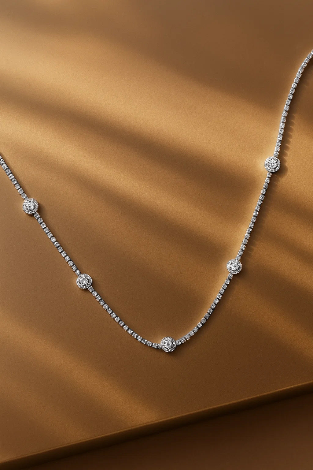 【Rubans】 Minimal American Diamond Zirconia Studded Necklace｜ミニマル アメリカンダイヤモンド ジルコニア テニスネックレス
